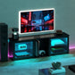 TV Stand with LED Lights, Modern Entertainment Center with Adjustable Glass Shelves, for TVs up to 70 Inch, Black