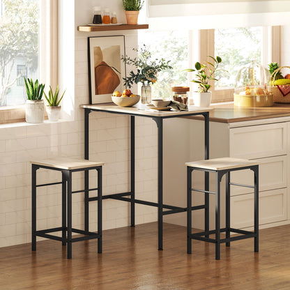 3-Piece Bar Table Set for 2 with Stools - Natural Wood