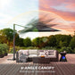 11ft Dark Grey Aluminum Cantilever Umbrella, Adjustable Angle