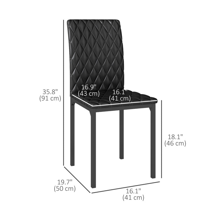 Tufted High Back Dining Chairs Set of 6 - Black