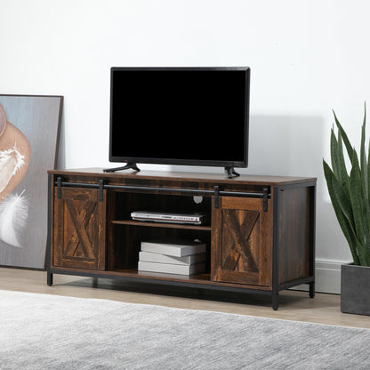 60" Industrial TV Stand with Barn Doors - Brown