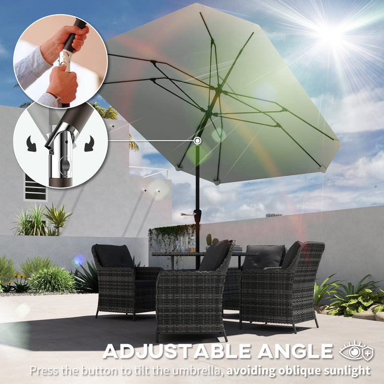 7.6FT Light Grey Aluminum Market Umbrella with 8 Ribs