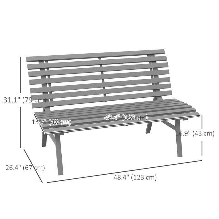 Lightweight Aluminum Park Bench with Slatted Seat