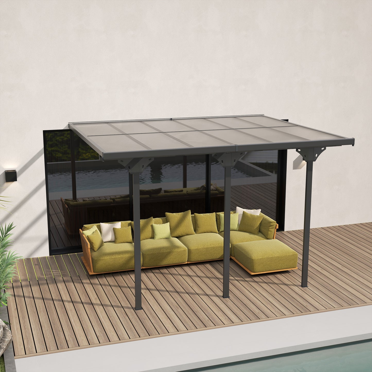 10' x 12' Outdoor Hardtop Pergola Gazebo with Polycarbonate Roof Adjustable Height, Aluminum Frame, UV Protection, Grey