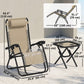 Zero Gravity Chair Set of 2 Patio Chair with Side Table Cupholders and Pillows for Pool, Backyard, Lawn, Beige