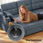 Convertible Sectional Sofa Bed, Pull Out Sleeper Sofa Couch with USB-A+C, Chaise Storage, L-Shaped Futon Couch, Dark Grey