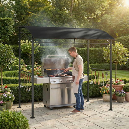 7' x 5' Black Grill Gazebo with Steel Frame & Hooks