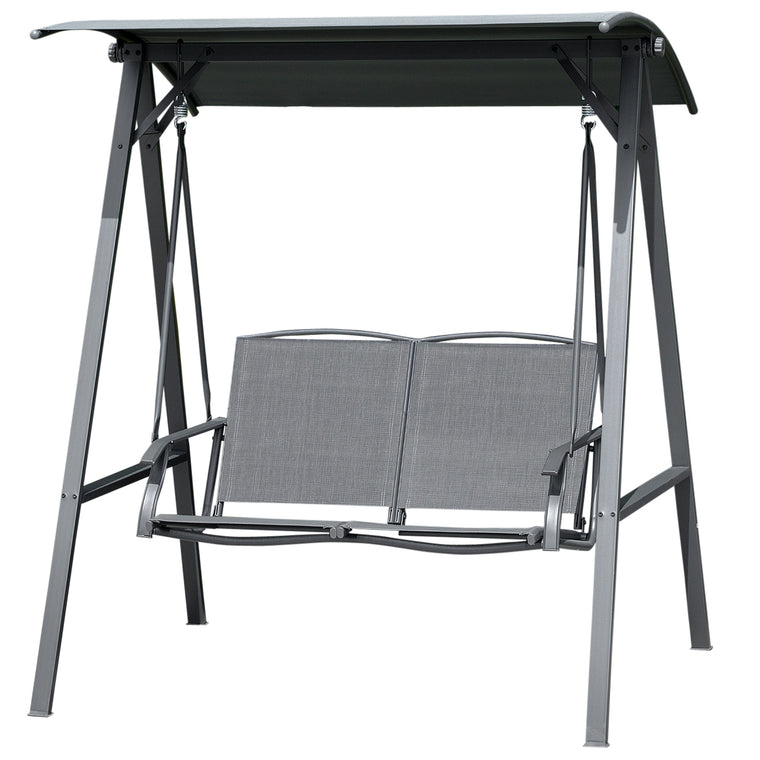 2-Seat Porch Swing with Adjustable Canopy and Removable Seat