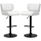 Swivel PU Leather Barstools Set of 2 Adjustable Bar Stools with Footrest Back for Kitchen Counter Dining Room White