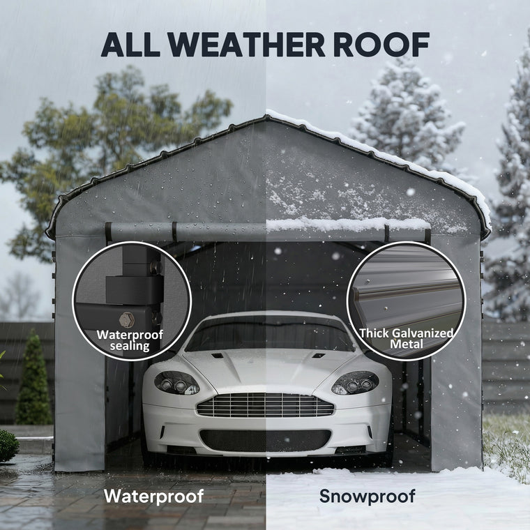 Heavy Duty Metal Carport with Galvanized Roof & Sidewalls