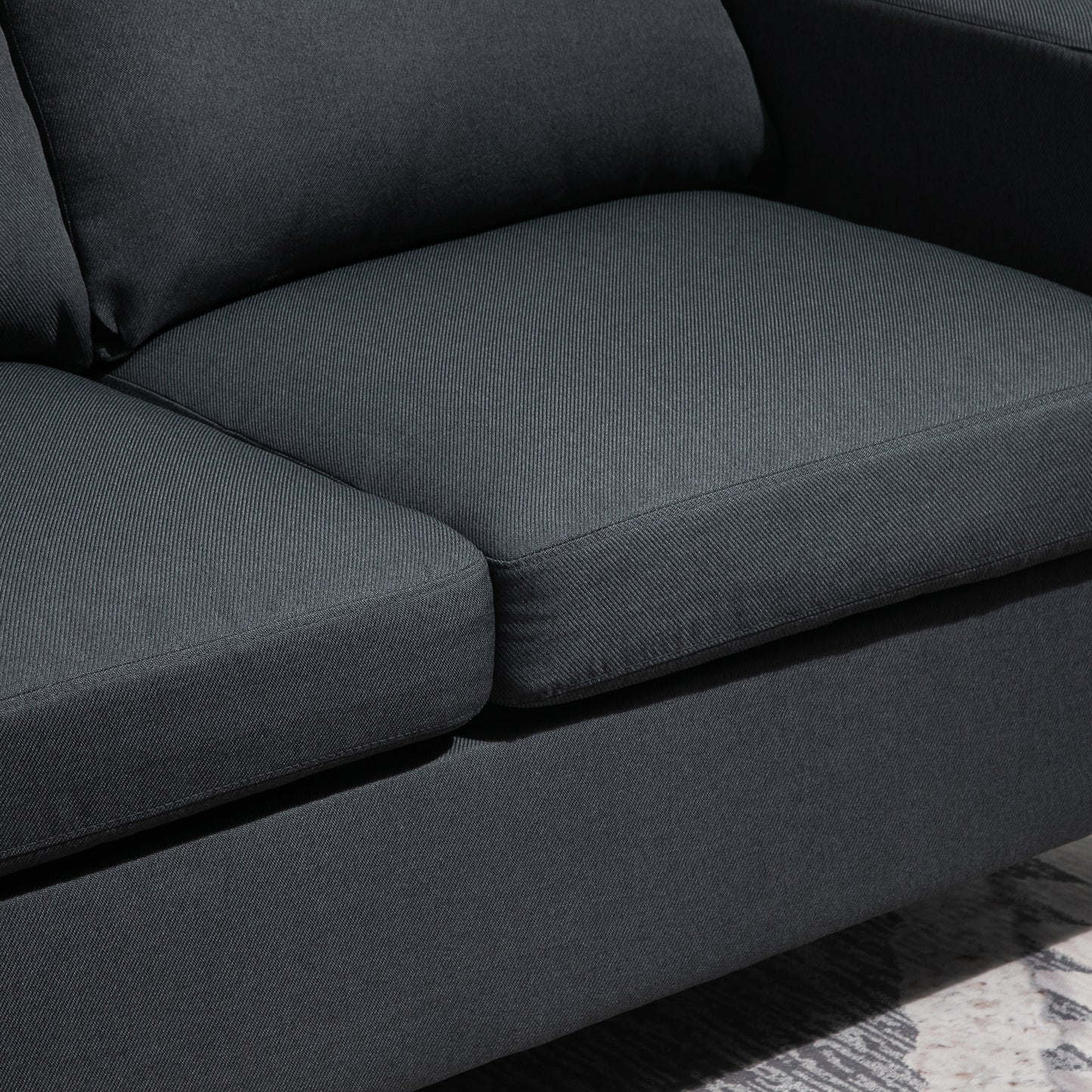 L-Shape Sofa, Modern Sectional Couch with Ottoman, Corner Sofa for Living Room, Dark Grey