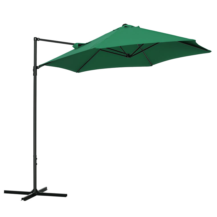 8.5FT Green Offset Patio Umbrella with 360° Rotation