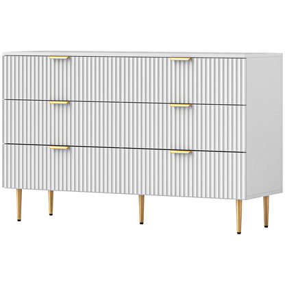 6-Drawer Dresser with Gold Legs - White