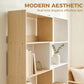 Corner Bookshelf, 5-Tier L-Shaped Bookcase with 350° Rotating Design, Two-Tone, Fruitwood/White