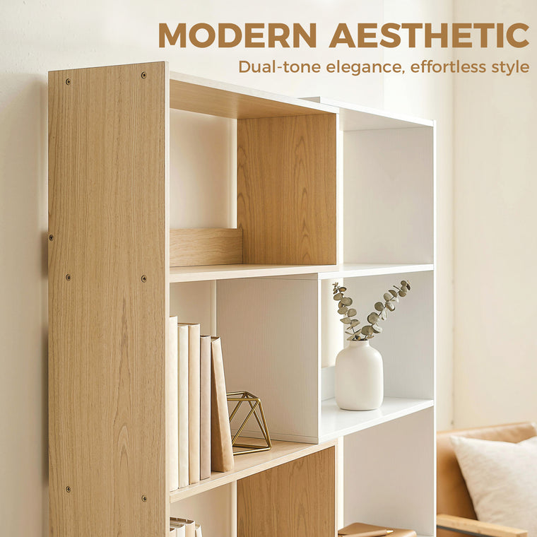 5-Tier L-Shaped Rotating Corner Bookcase - Fruitwood/White