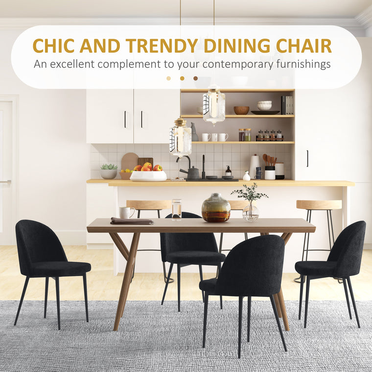 Velvet Mid-Back Dining Chairs Set of 4 - Black