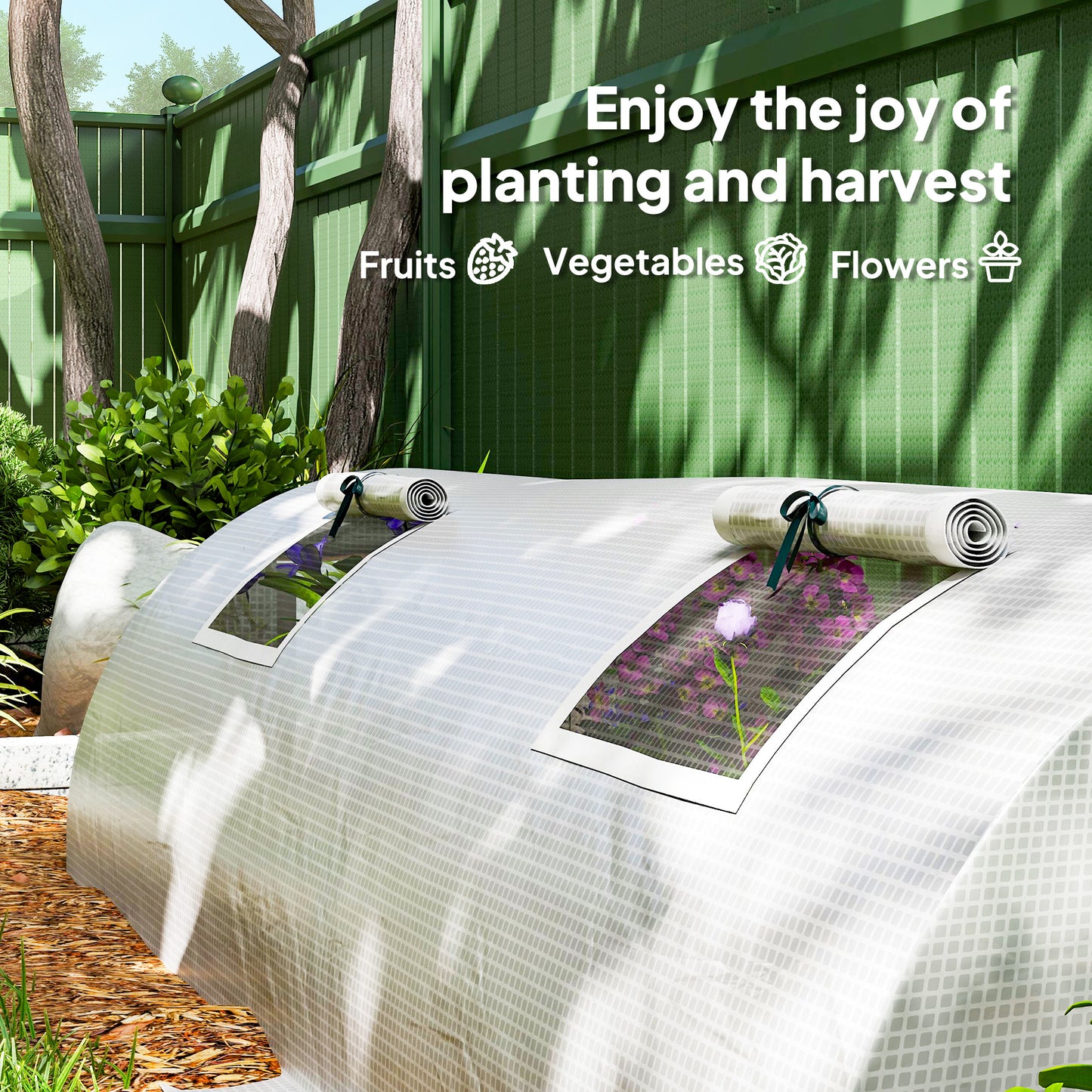 Portable Mini Greenhouse, Tunnel Growing Tent with 5 Mesh Windows and Steel Frame