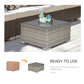 Rattan Garden Coffee Table, 25.6" Square Garden Rattan Table with Tempered Glass Top, Grey