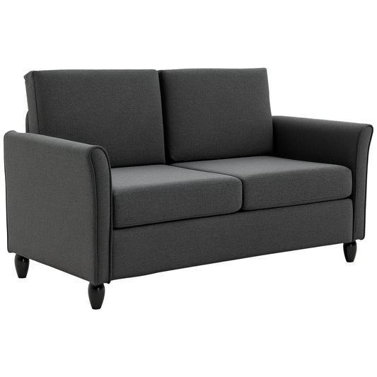 2-Seat Sofa with Wood Legs - Dark Grey