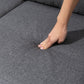 L-shaped Sofa, 3 Seater Couch with Ottoman, Corner Sofa with Thick Padded Cushion and Wood Legs, Dark Grey