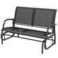 Outdoor Glider Bench, 2 Seater Garden Patio Glider Chair with Sling Fabric Seat, Steel Frame, Black