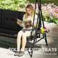 3-Seat Outdoor Porch Swing Patio Swing with Adjustable Canopy, Side Tray, Removable Cushion for Garden, Poolside, Black