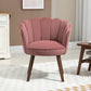 Modern Vanity Chair, Velvet-feel Fabric Leisure Accent Chair with Wood Legs for Living Room, Pink