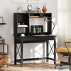 Computer Desk with Hutch, Home Office Table with Storage Shelves and Open Compartments for Writing, Work, Black