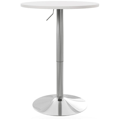 Round Adjustable Bar Table with Swivel Top - White