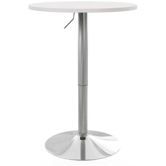 Round Adjustable Bar Table with Swivel Top - White