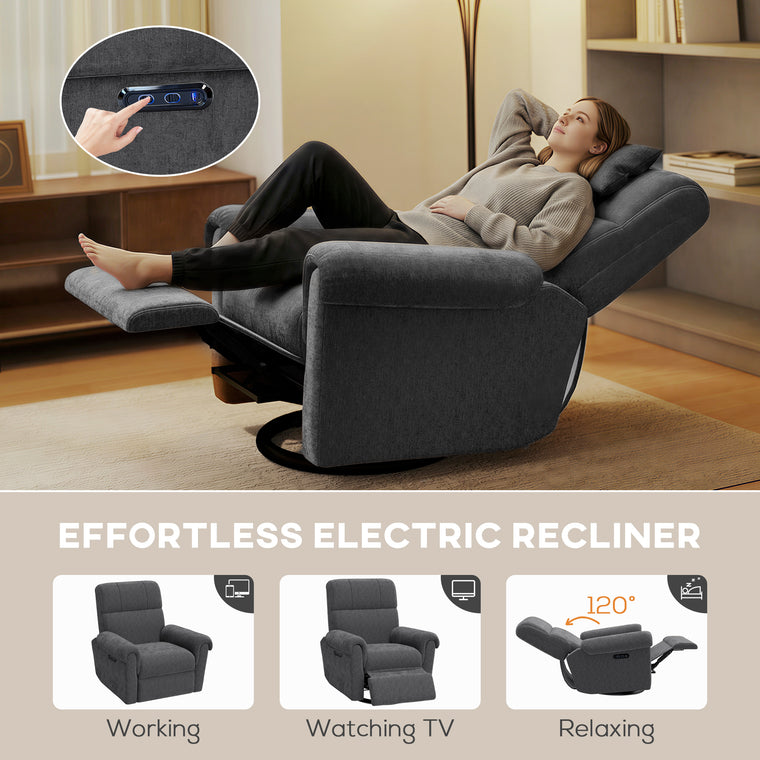Swivel Power Recliner Chair with USB and Rocking