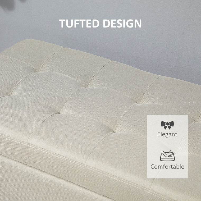 Tufted Storage Bench with Wood Feet