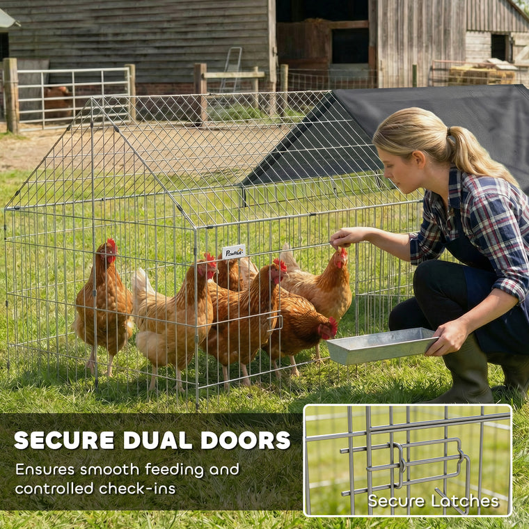 71" Black Metal Chicken Coop with UV-Resistant Cover