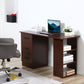 Computer Desk, 47" Writing Table with 3-Tier Shelves and 3 Reversible Drawers for Home Office, Bedroom, Walnut