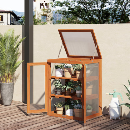 22.8" x 17.3" x 30.7" Wood 2-Tier Cold Frame Greenhouse