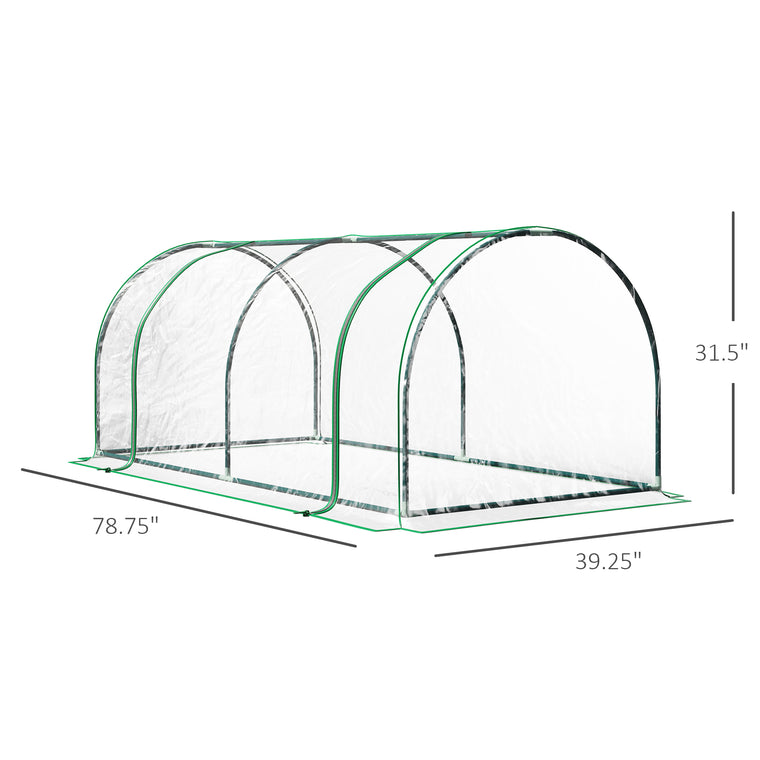 6' x 3' x 2.6' Clear Mini Greenhouse with Zippered Doors