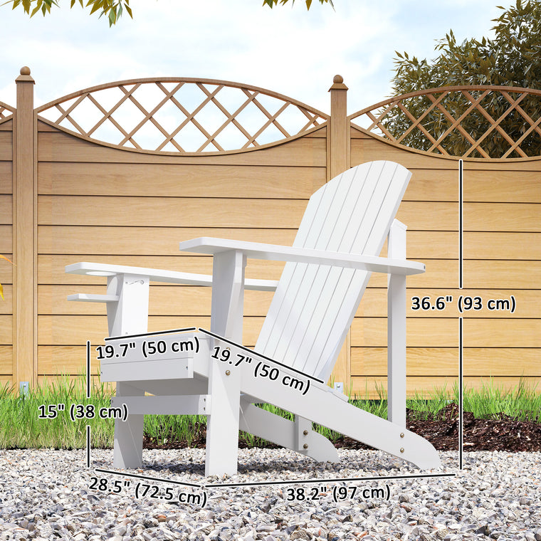Classic Adirondack Chair with Cup Holder - White