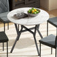 35" Round Dining Table, Modern Dining Room Table with Steel Frame, Space Saving Small Kitchen Table, White Marble