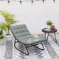 Outdoor Patio Rocking Chair with Cushion, Steel Frame Balcony Chair with Mesh Deep Seat for Porch, Garden, Grey