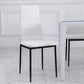 High Back Dining Chairs, Modern Upholstered Linen Fabric Accent Chairs with Metal Legs for Kitchen, Set of 4, White