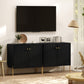 Sideboard, Modern Buffet Cabinet, Coffee Bar Cabinet with Fluted Doors and Adjustable Shelf, Black