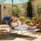 Outdoor Lounge Chair, Portable Reclining Seat, Folding Chaise Lounge, Tanning Chair Bed with Pillow, Pink