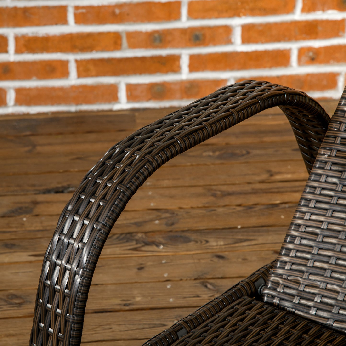 Patio Rattan Lounge Set, Wheeled Wicker Chaise Lounge Chair and Table with Tempered Glass Top, Dark Blue