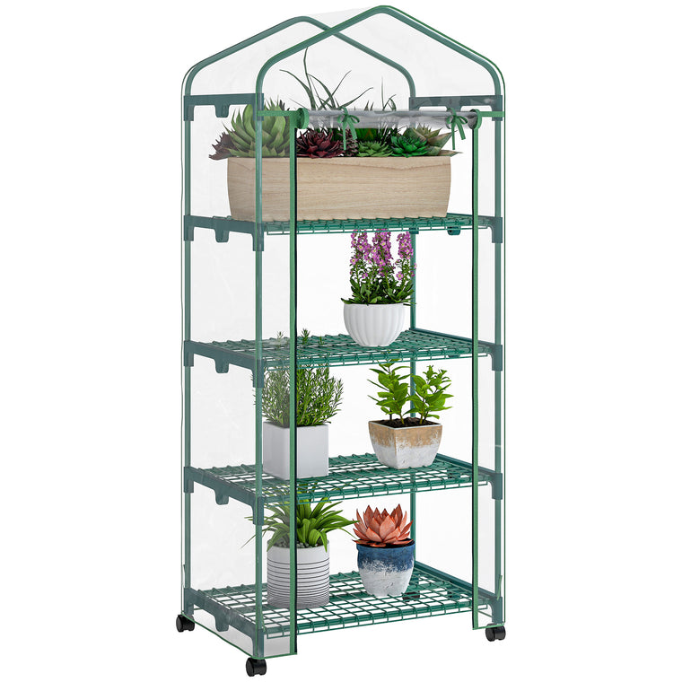 27" x 20" x 65" Clear Portable Greenhouse with 4-Tier Shelves