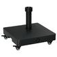 HDPE Square Parasol Base, Portable Umbrella Stand Weights for Cantilever Banana Parasol with Wheels, 35lbs with Water or 40lbs with Sand, for Φ0.75" to Φ1.5" Pole, Black