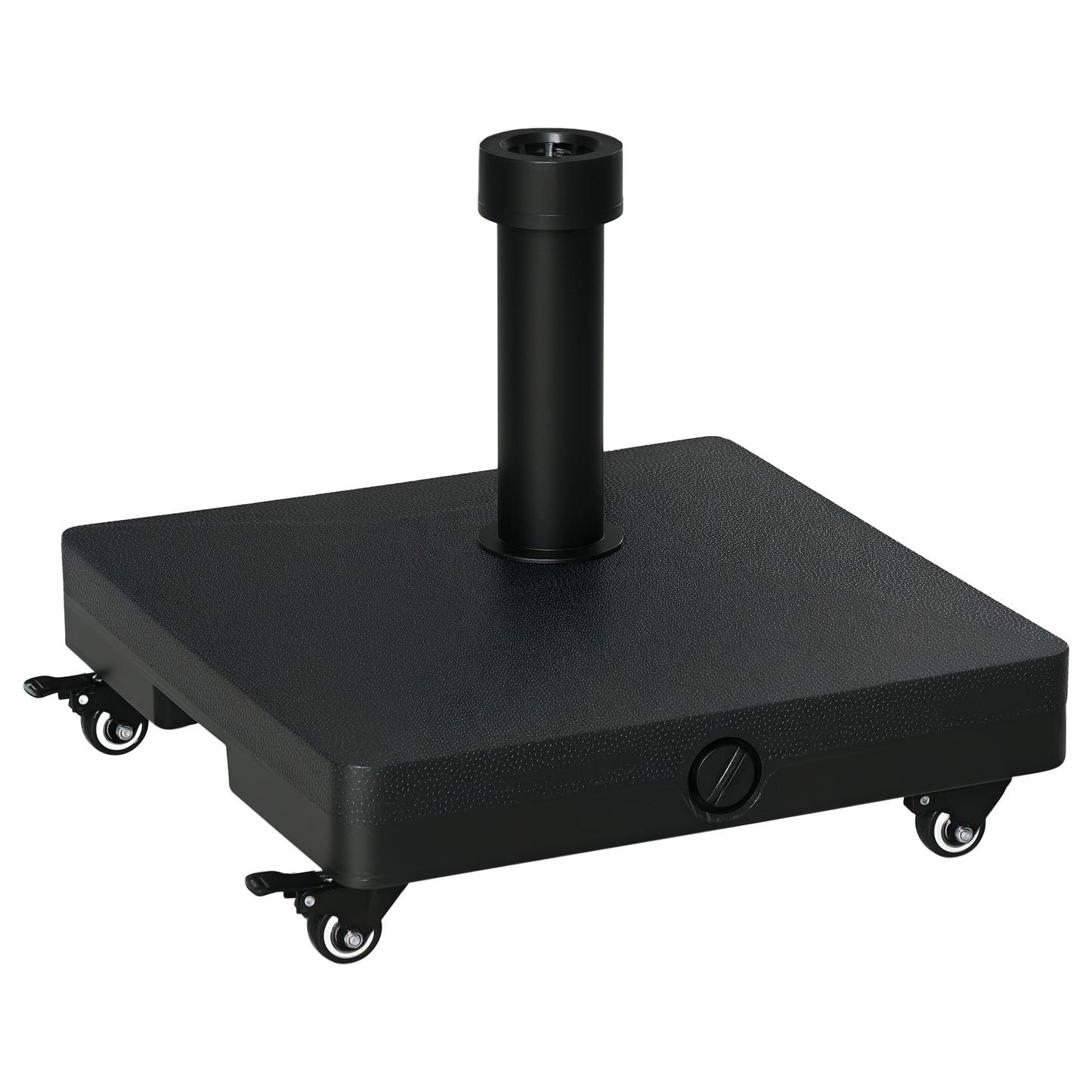 HDPE Square Parasol Base, Portable Umbrella Stand Weights for Cantilever Banana Parasol with Wheels, 35lbs with Water or 40lbs with Sand, for Φ0.75" to Φ1.5" Pole, Black
