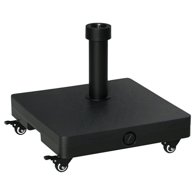 Black HDPE Square Parasol Base with Wheels