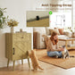 Nightstand Set of 2, Bedside Table Set with Drawer and Cabinet, Side End Table with Storage for Living Room, Oak