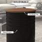 Round Side Table Set of 2, Nesting Coffee Tables w/ Wooden Lid, Metal Frame and Hidden Storage Space for Bedroom, Black