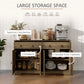 Sideboard Cabinet with 2 Drawers, 4 Barn Doors and 2 Adjustable Shelves, Buffet Table for Living Room, Light Brown